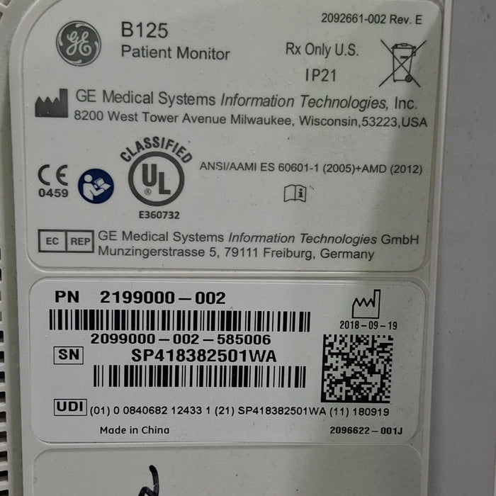 GE Healthcare GE Healthcare B125 Patient Monitor Patient Monitors reLink Medical