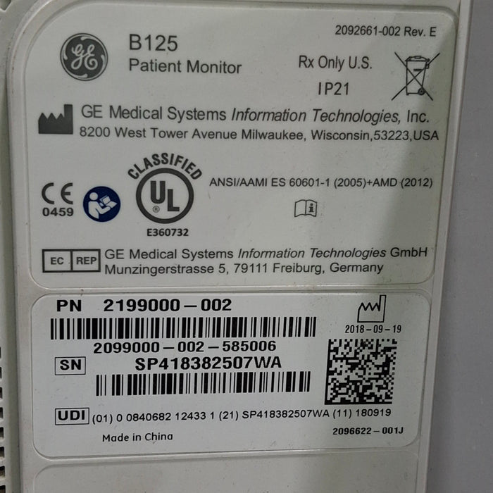 GE Healthcare GE Healthcare B125 Patient Monitor Patient Monitors reLink Medical