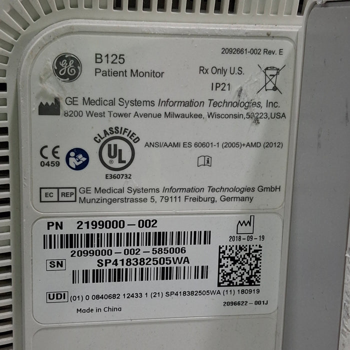 GE Healthcare GE Healthcare B125 Patient Monitor Patient Monitors reLink Medical