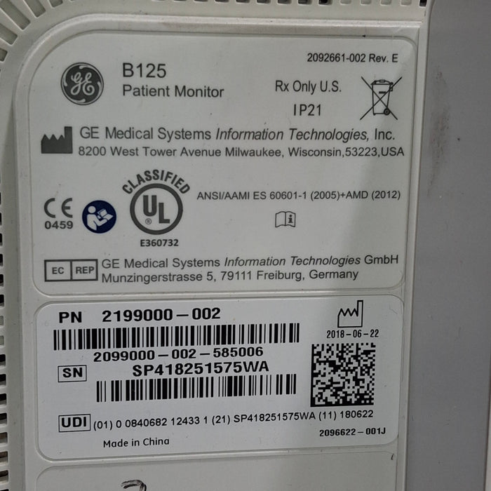 GE Healthcare GE Healthcare B125 Patient Monitor Patient Monitors reLink Medical
