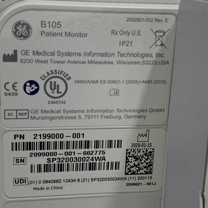 GE Healthcare B105 Patient Monitor
