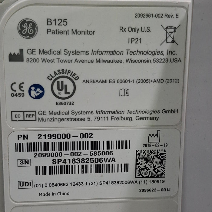 GE Healthcare GE Healthcare B125 Patient Monitor Patient Monitors reLink Medical