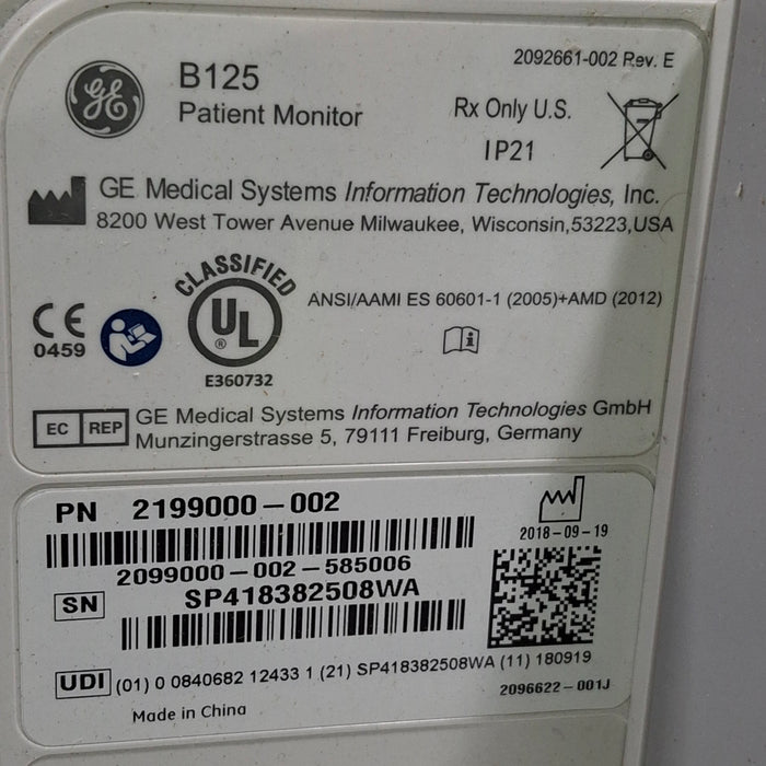 GE Healthcare GE Healthcare B125 Patient Monitor Patient Monitors reLink Medical