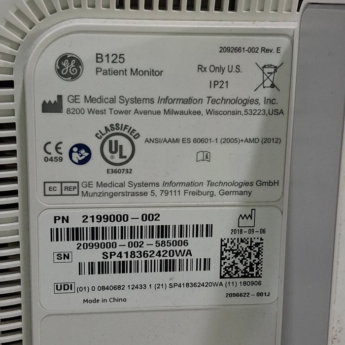 GE Healthcare B125 Patient Monitor