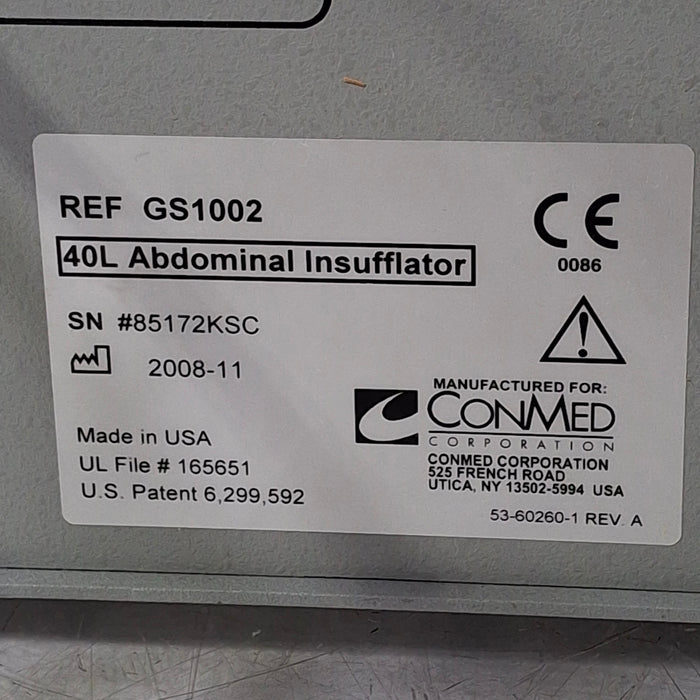 ConMed ConMed GS1002 40L Insufflator Rigid Endoscopy reLink Medical