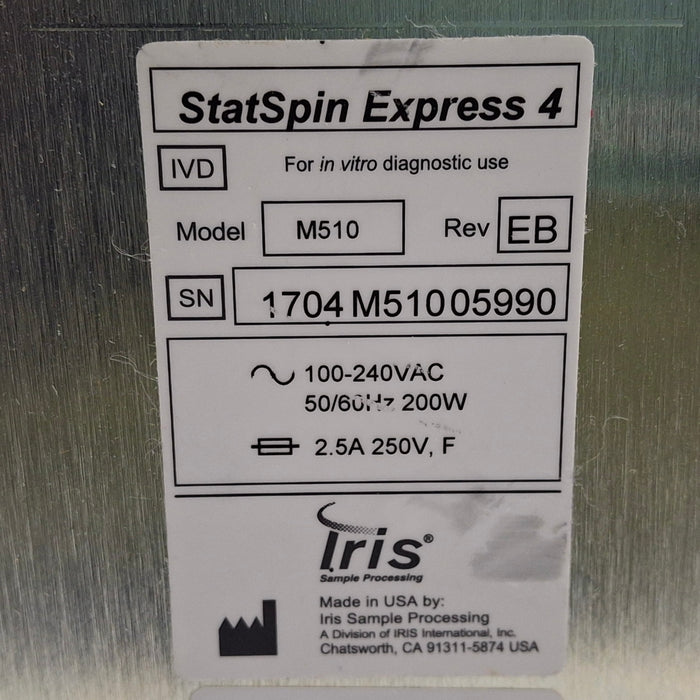 IRIS Medical StatSpin Express 4 Bench Top Centrifuge