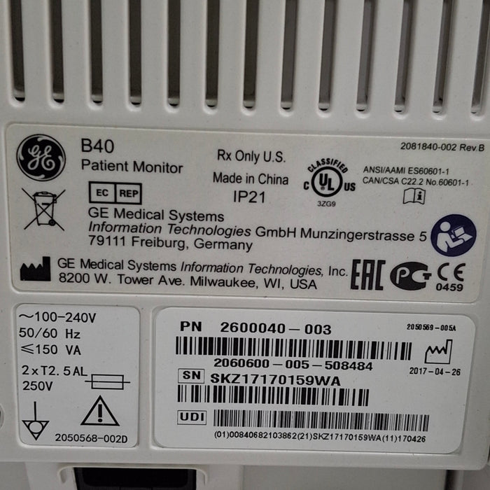 GE Healthcare B40 Patient Monitor