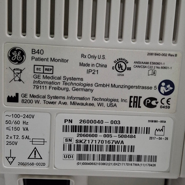 GE Healthcare B40 Patient Monitor