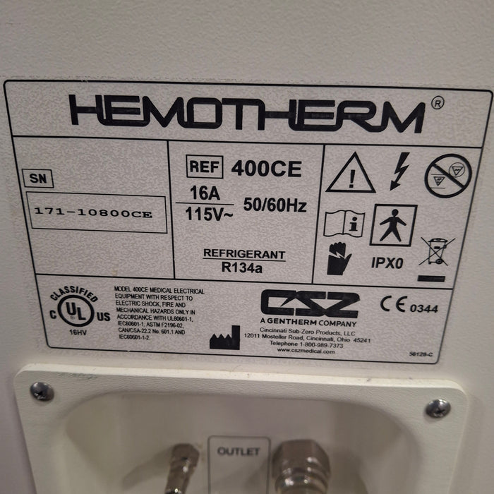 Cincinnati Sub-Zero CSZ Cincinnati Sub-Zero CSZ Hemotherm 400CE Heater/Cooler Perfusion reLink Medical