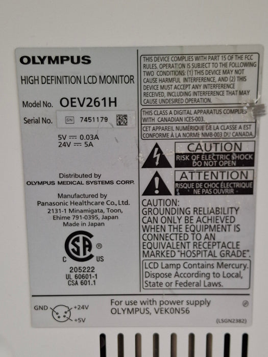 Olympus Olympus OEV261H 26" LCD Endoscopy Monitor Flexible Endoscopy reLink Medical