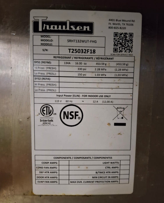 Traulsen Traulsen SRHT132WUT-FHG Commercial Refrigerator Restaurant Equipment reLink Medical