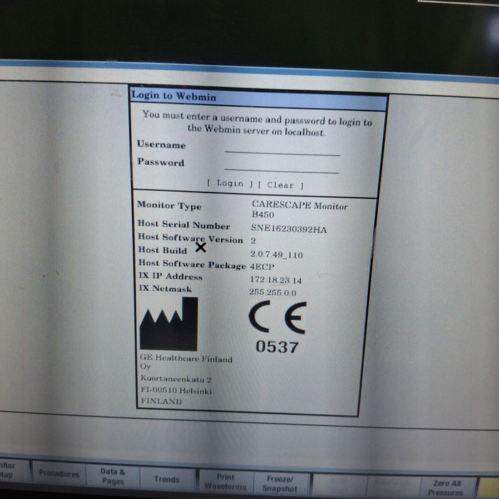 GE Healthcare GE Healthcare Carescape B450 Emergency Care Patient Monitor Patient Monitors reLink Medical