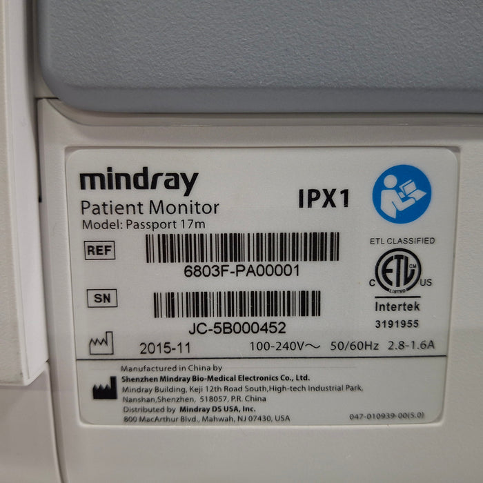 Mindray Mindray Passport 17M Patient Monitor Patient Monitors reLink Medical