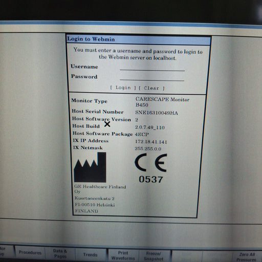 GE Healthcare GE Healthcare Carescape B450 Emergency Care Patient Monitor Patient Monitors reLink Medical