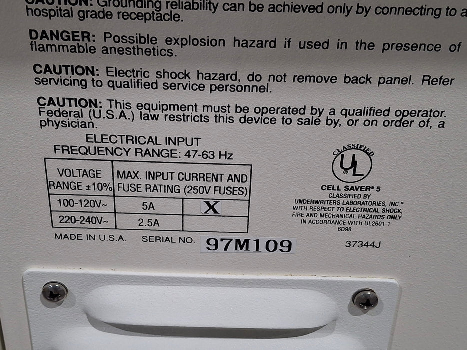 Haemonetics Haemonetics Cell Saver 5 Salvage Shed Blood Unit Perfusion reLink Medical