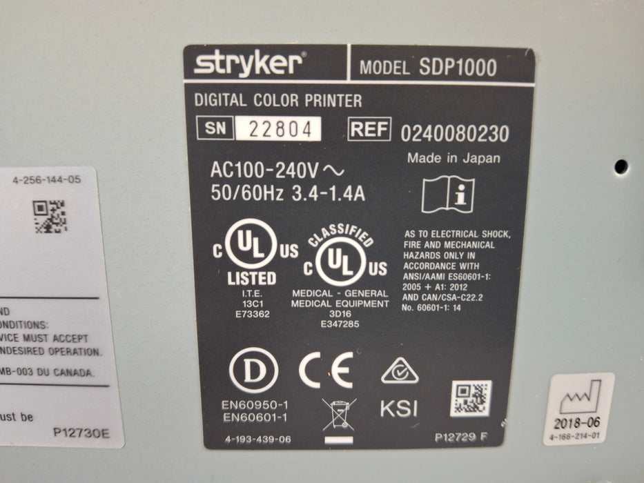 Stryker Stryker SDP1000 Digital Color Printer Rigid Endoscopy reLink Medical
