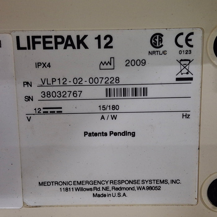 Physio-Control LifePak 12 3-Lead Defibrillator