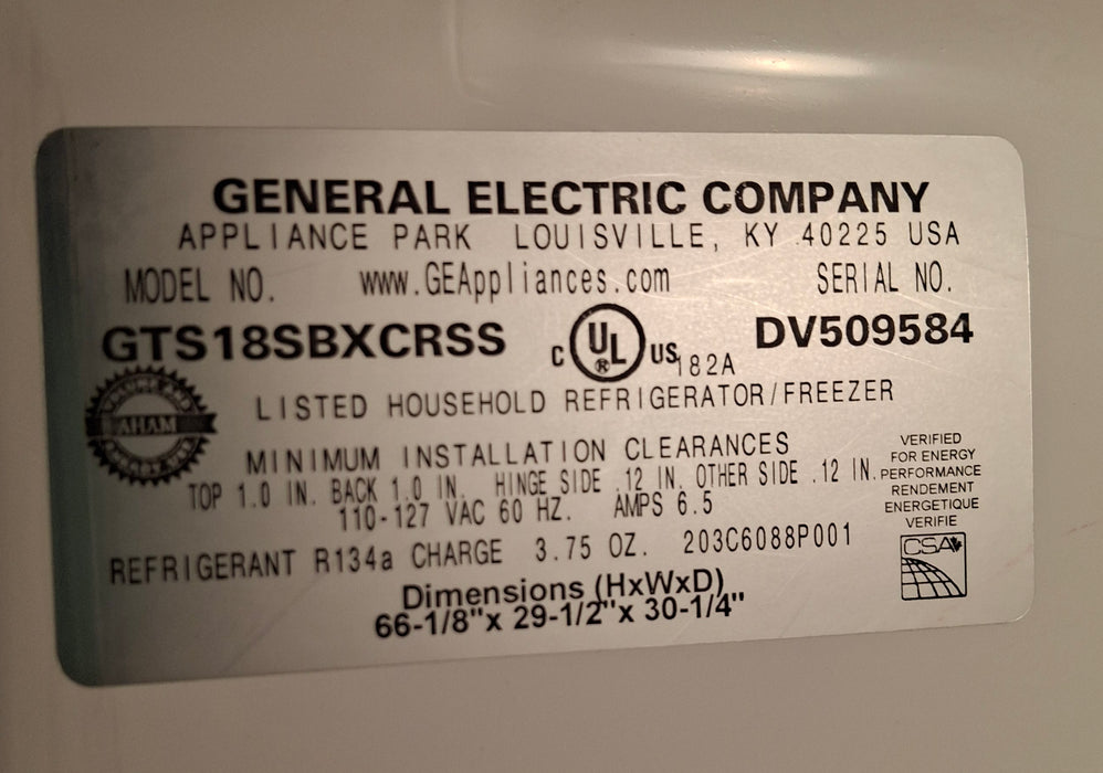 General Electric Company General Electric Company GTS218SBXCRSS Refrigerator Restaurant Equipment reLink Medical