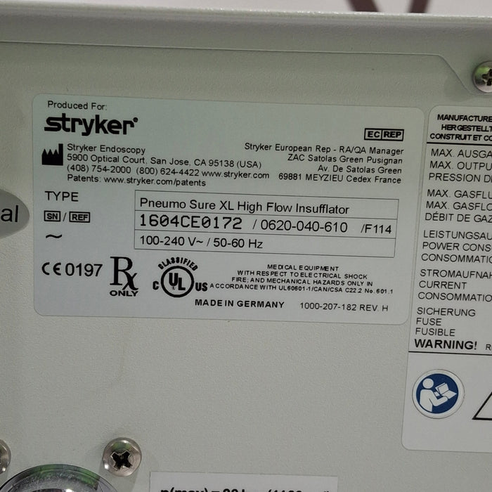 Stryker 620-040-610 Pneumo Sure XL High Flow Insufflator