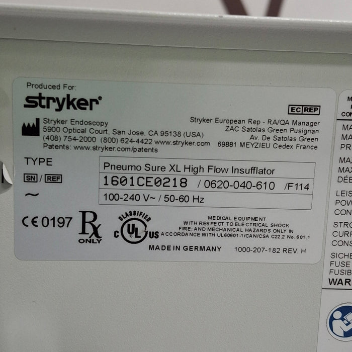 Stryker 620-040-610 Pneumo Sure XL High Flow Insufflator