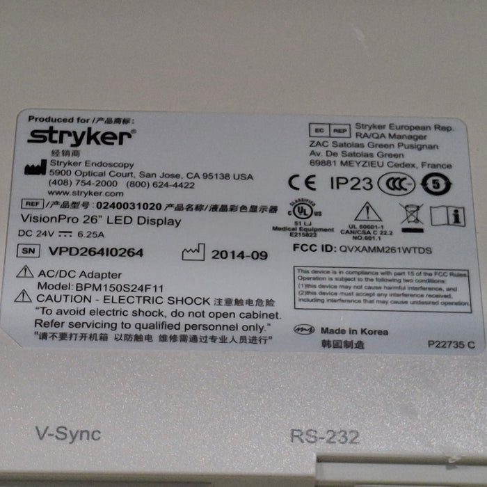 Stryker VisionPro 26" LED Display Monitor