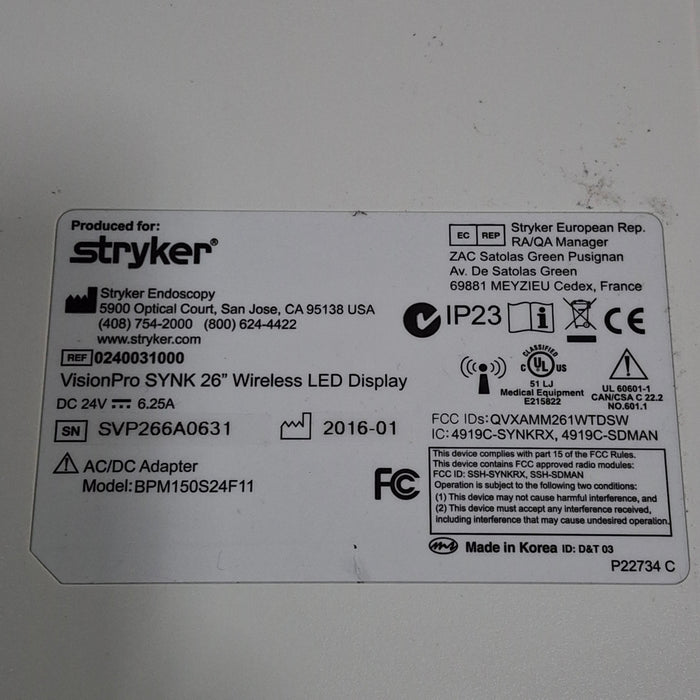 Stryker VisionPro SYNK 26 Wireless LED Display