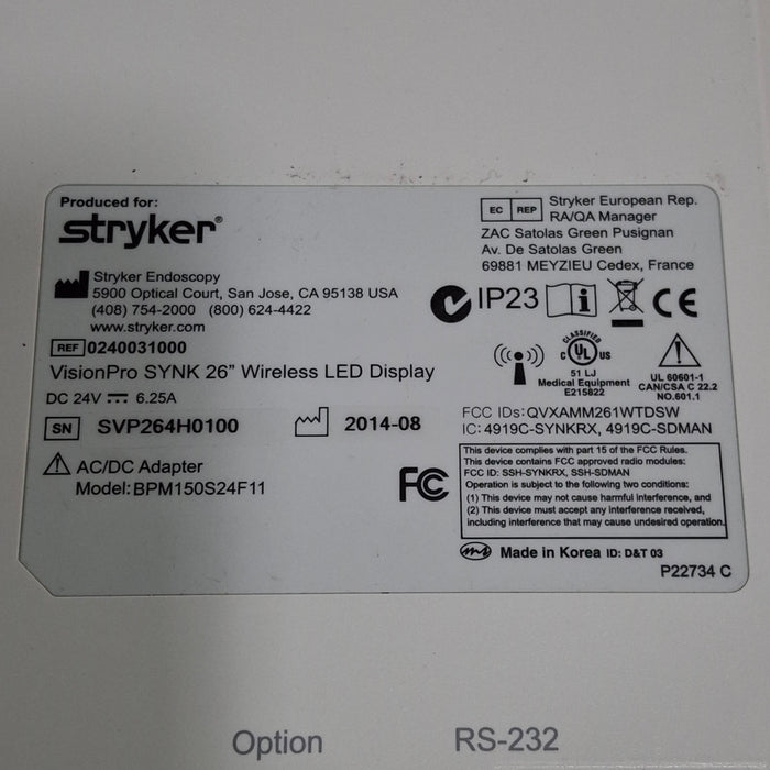 Stryker VisionPro SYNK 26 Wireless LED Display