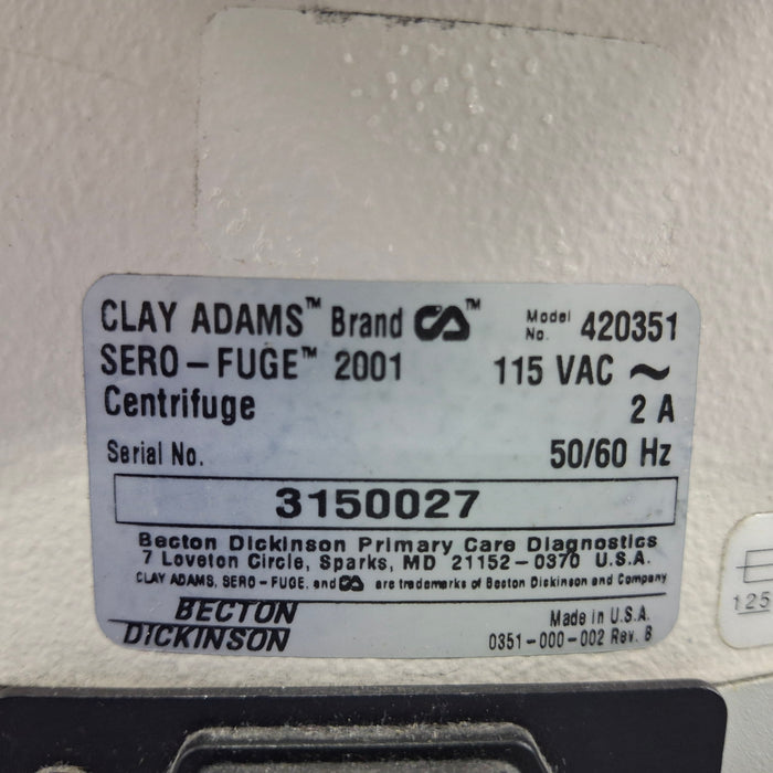 Clay Adams Clay Adams Sero-Fuge 2001 Centrifuge Centrifuges reLink Medical