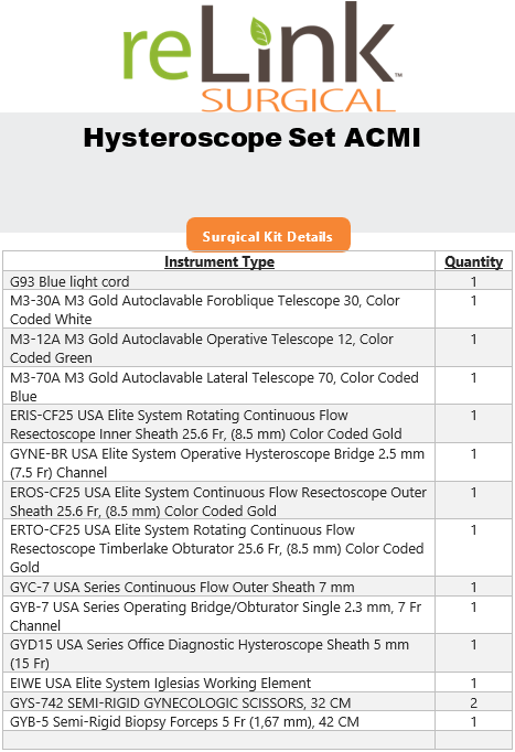 Circon ACMI Circon ACMI Instrument Hysteroscope Set Surgical Sets reLink Medical
