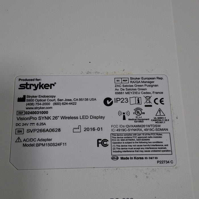Stryker VisionPro SYNK 26 Wireless LED Display