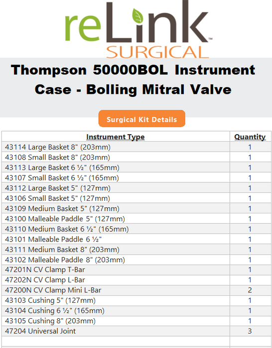 Thompson Surgical 50000BOL Bolling Mitral Valve Set