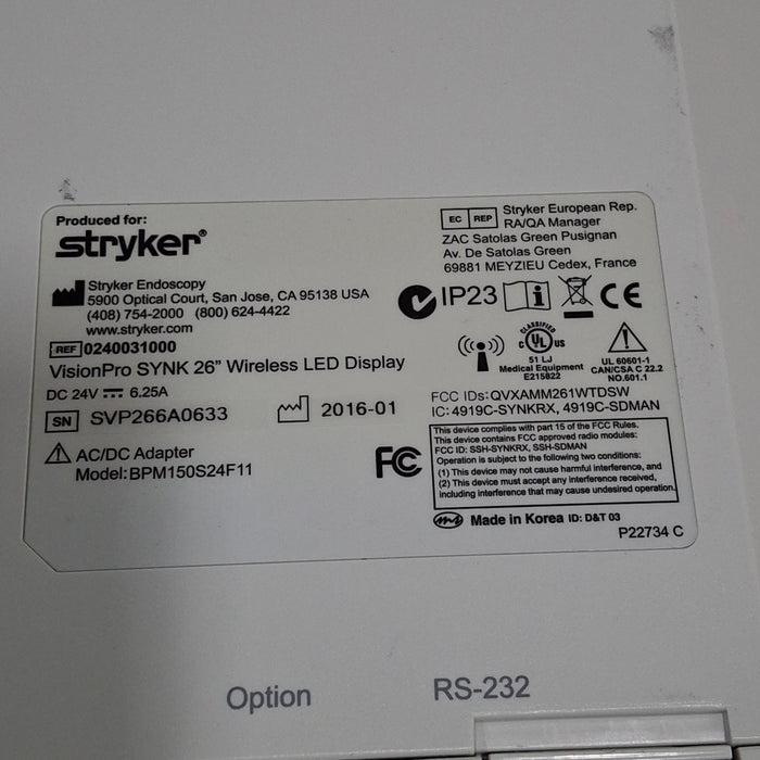 Stryker VisionPro SYNK 26 Wireless LED Display