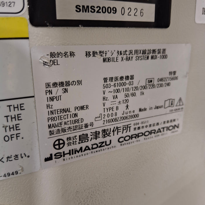 Shimadzu MobileDart MUX 100D XC Portable X-Ray