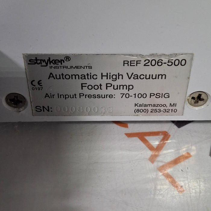 Stryker Stryker 206-500 Automatic High Vacuum Foot Pump Electrosurgical Units reLink Medical