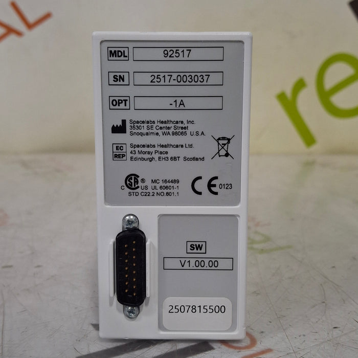 Spacelabs Healthcare Spacelabs Healthcare 92517 Opt 1A Capnography Module Patient Monitors reLink Medical