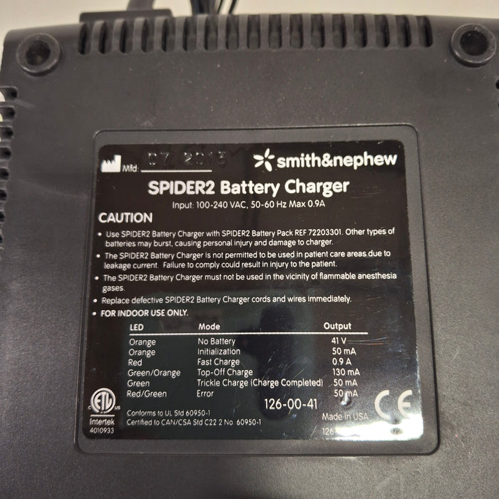 Smith & Nephew Smith & Nephew 72203301 Spider2 Battery Charger Surgical Equipment reLink Medical