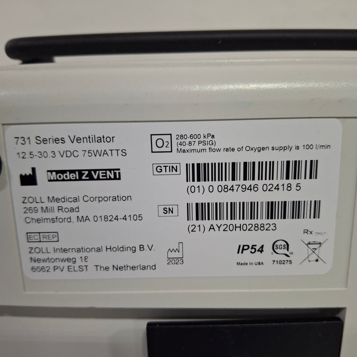 Zoll Zoll Z Vent Transport Ventilator Respiratory reLink Medical