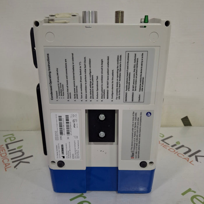 Zoll Zoll Z Vent Transport Ventilator Respiratory reLink Medical
