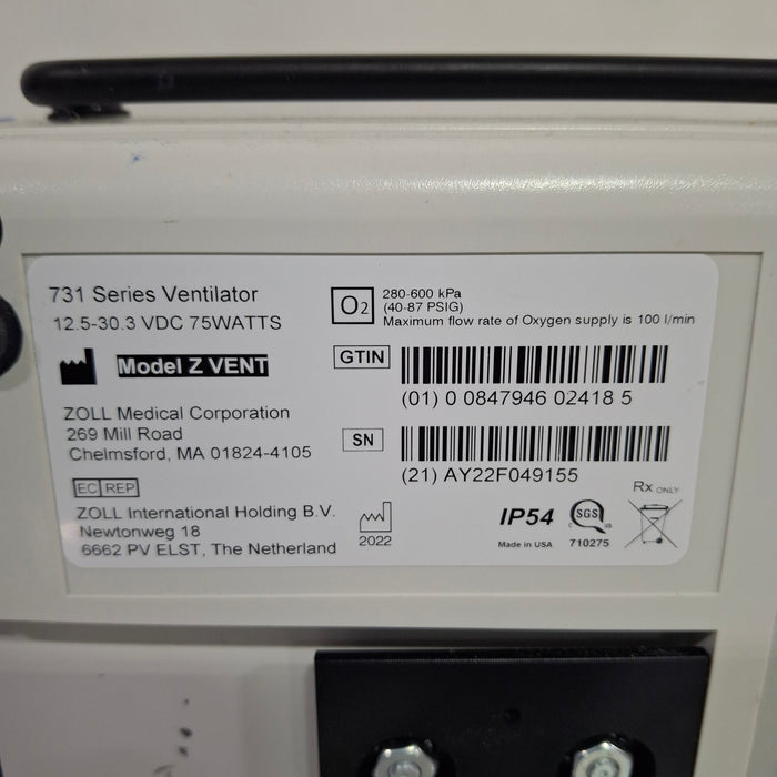 Zoll Zoll Z Vent Transport Ventilator Respiratory reLink Medical