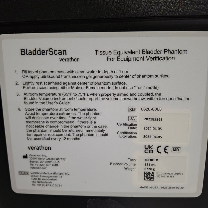 Verathon Medical, Inc Verathon Medical, Inc BladderScan P620-0068 Tissue Equivalent Phantom Surgical Equipment reLink Medical