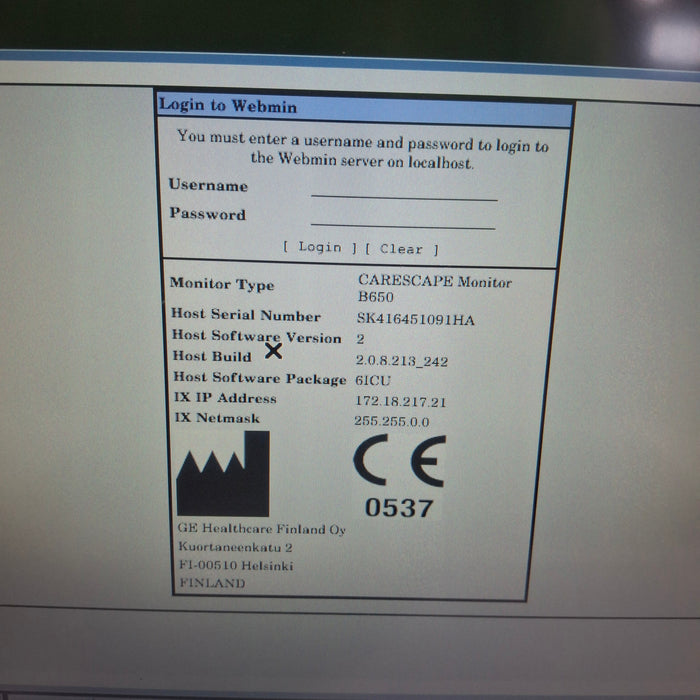 GE Healthcare Carescape B650 Critical Care Patient Monitor