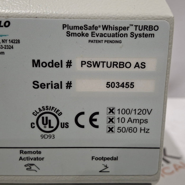 Buffalo Filter Buffalo Filter PlumeSafe Whisper Turbo Smoke Evacuation System Electrosurgical Units reLink Medical