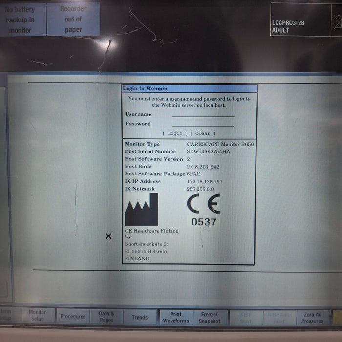 GE Healthcare GE Healthcare Carescape B650 Patient Monitor Patient Monitors reLink Medical