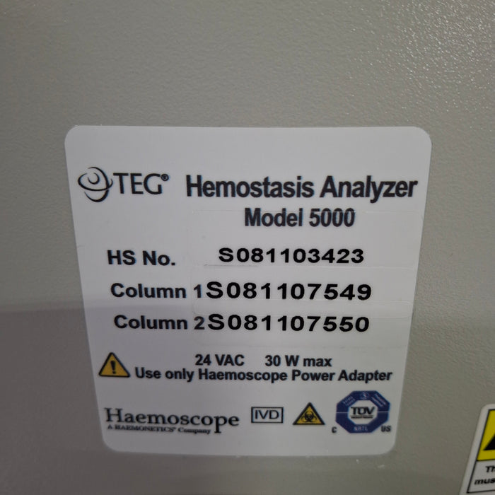 Haemonetics Haemonetics Haemoscope Thrombelastograph Model 5000 Hemostasis Analyzer Clinical Lab reLink Medical