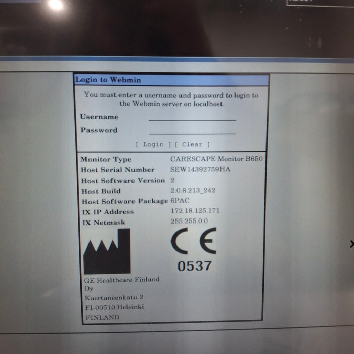 GE Healthcare Carescape B650 Post Anesthesia Care Patient Monitor