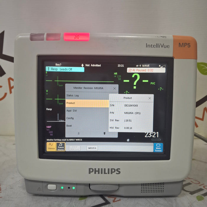 Philips Intellivue MP5 - ECG, Fast SpO2, NIBP Patient Monitor
