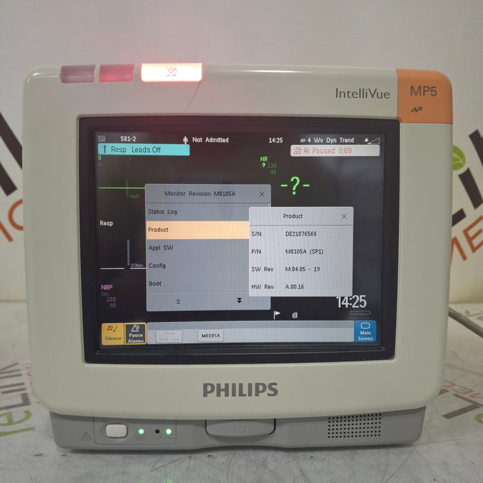Philips Intellivue MP5 - ECG, Fast SpO2, NIBP, Press, Temp Patient Monitor