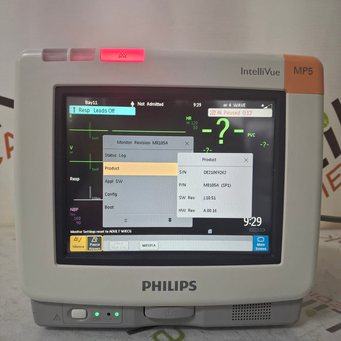 Philips Intellivue MP5 - ECG, Fast SpO2, NIBP CO2 Patient Monitor
