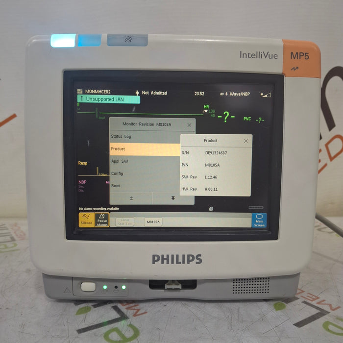 Philips Intellivue MP5 - ECG, Fast SpO2, NIBP Patient Monitor