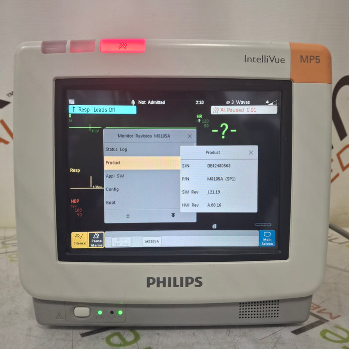 Philips Intellivue MP5 - ECG, Fast SpO2, NIBP Patient Monitor